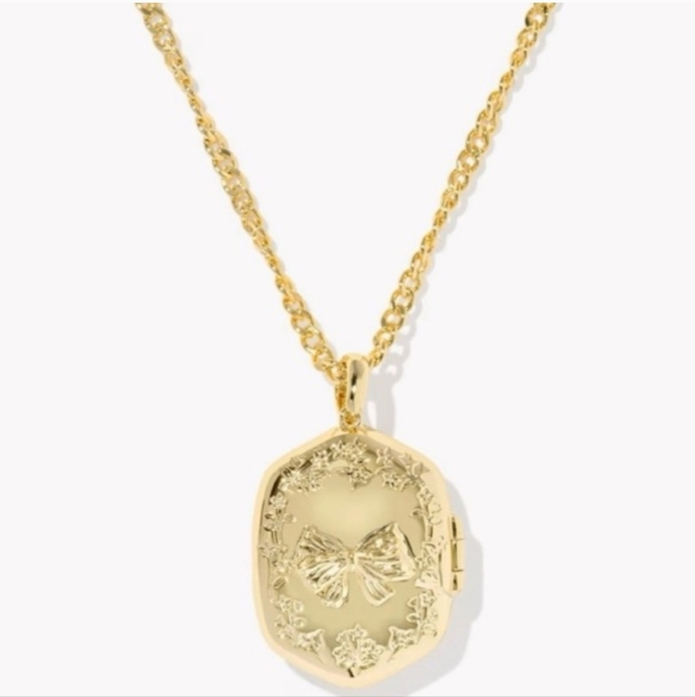 NWT Kendra Scott Love Shack Fancy Locket Gold Floral Pendant Necklace - Picture 7 of 12